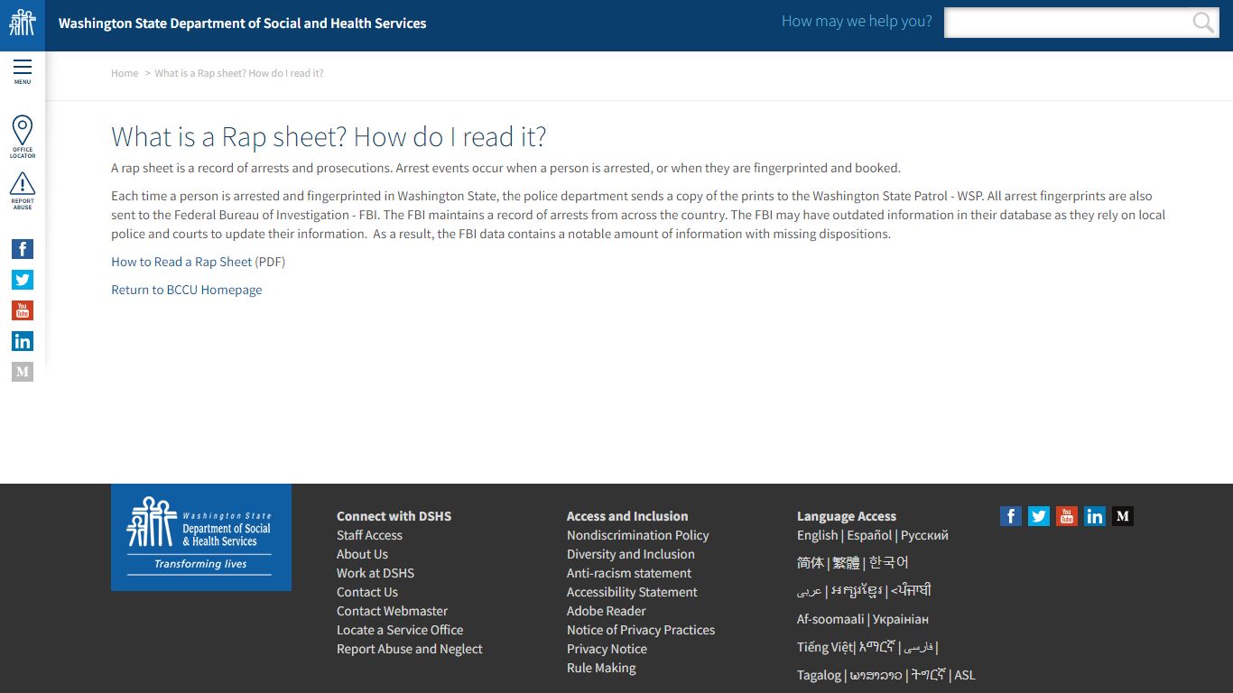 What is a Rap sheet? How do I read it? | DSHS - Washington
